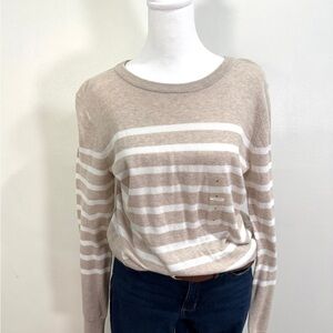 Striped Beige and White Sweater